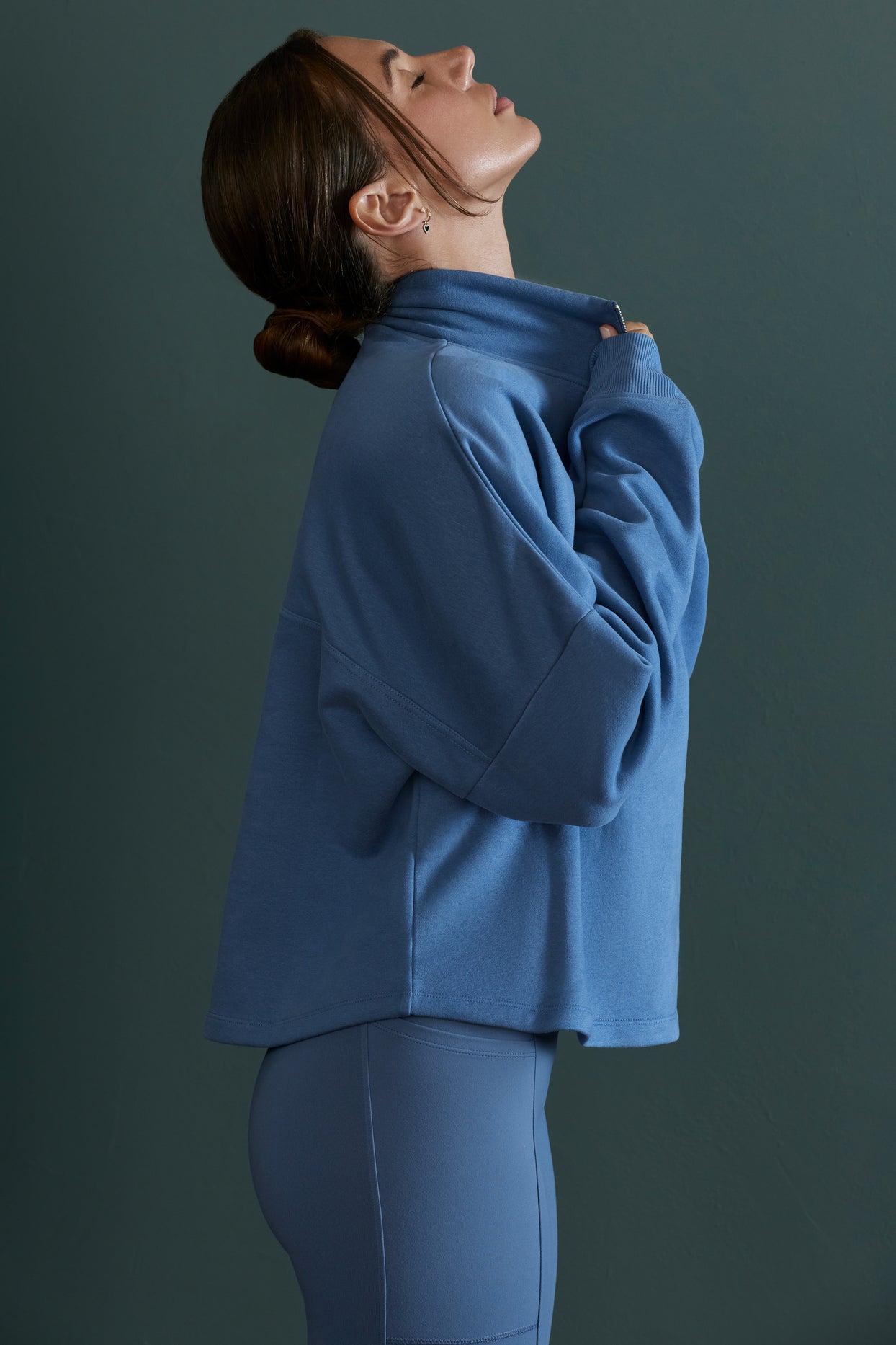 Oversized Half Zip Sweatshirt in Blue