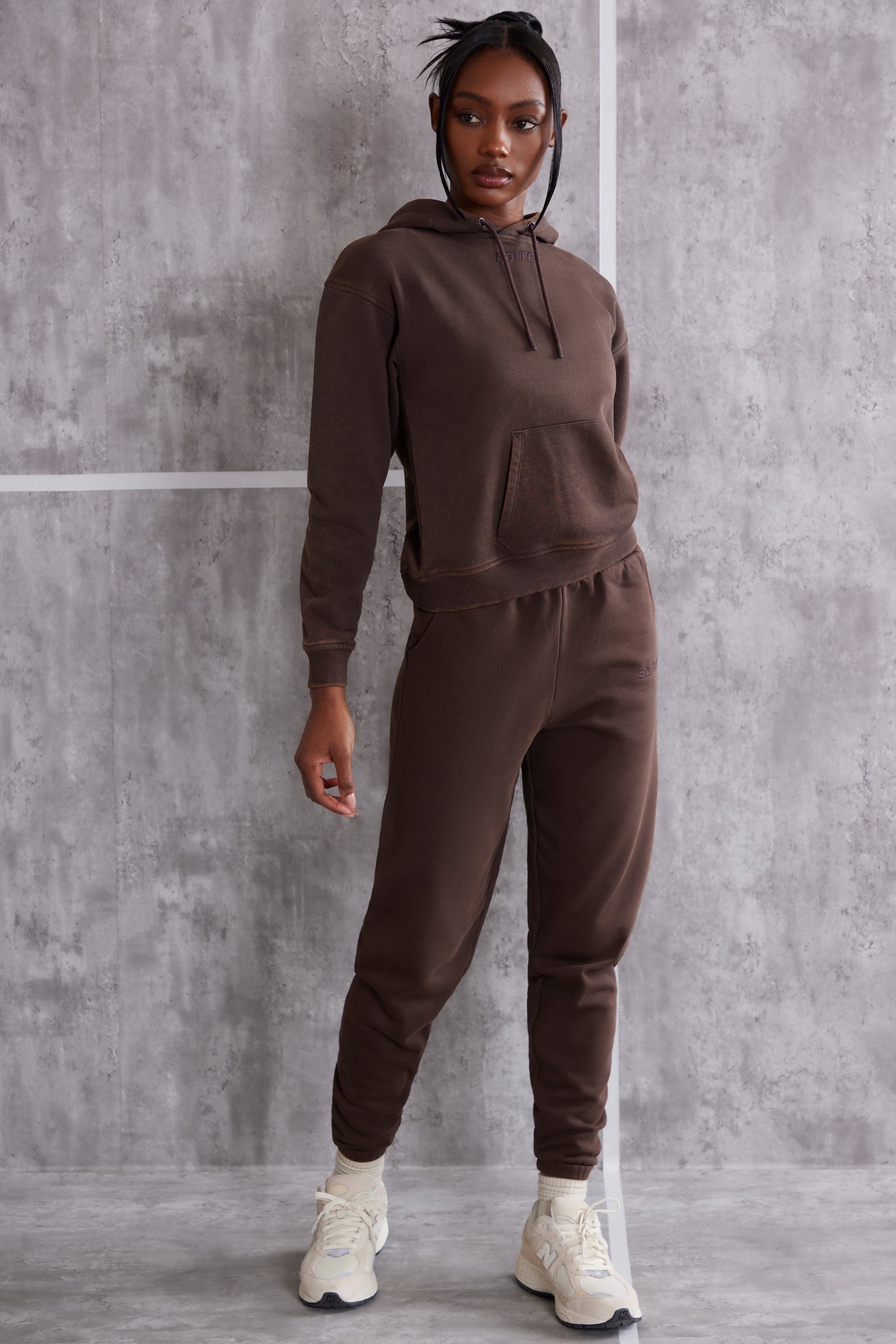 Effortless High Waist Cuffed Joggers in Brown | Oh Polly