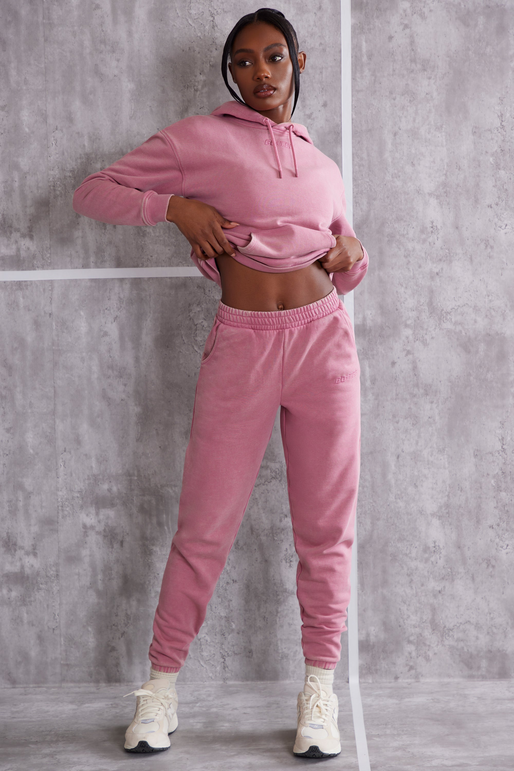 Effortless High Waist Cuffed Joggers in Rose Oh Polly