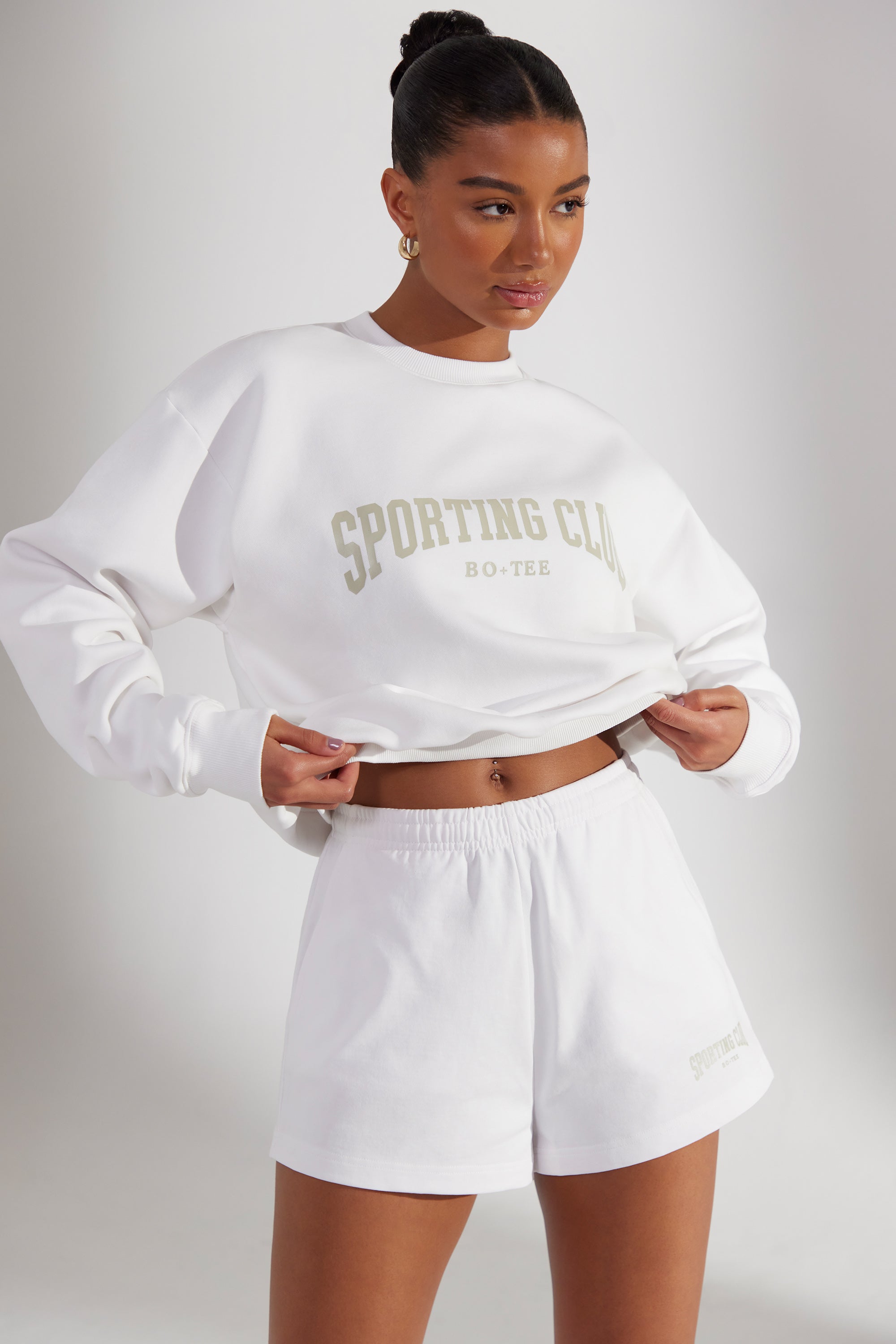 Groundwork Sweat Shorts in White | Oh Polly