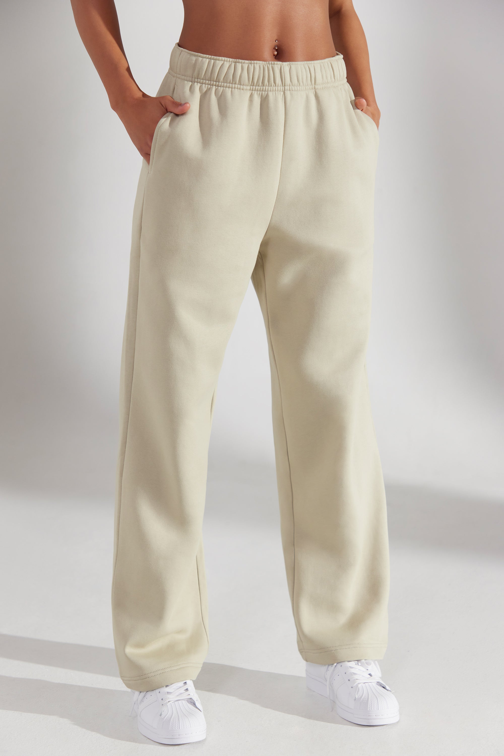 Principal Wide Leg Joggers in Limestone Oh Polly