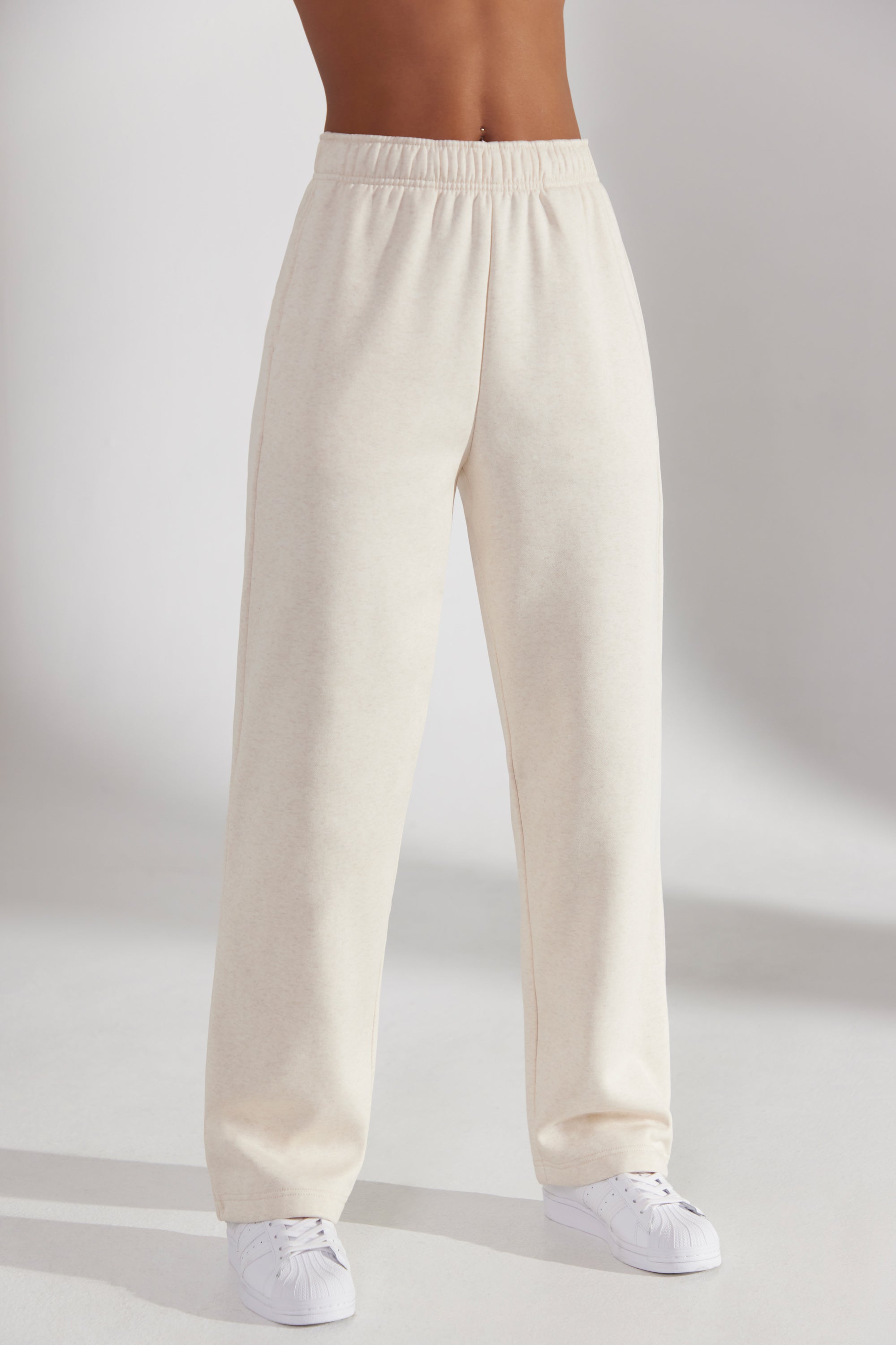 Women's High-Rise Open Bottom Fleece Pants - JoyLab™ Beige XS