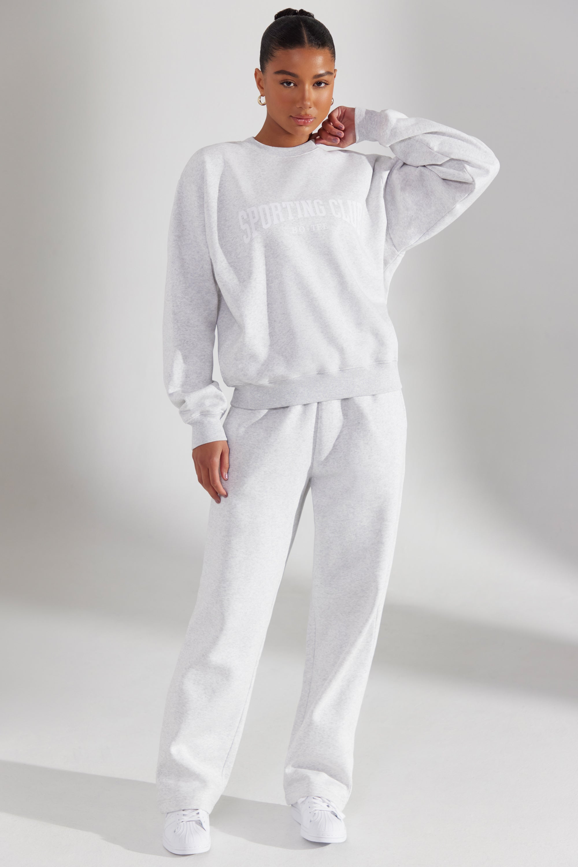 Principal Wide Leg Joggers in Heather Grey Oh Polly