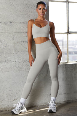 Bo + Tee Women's Seamless Gray Outfit Set Sz S Crop Top/Leggings