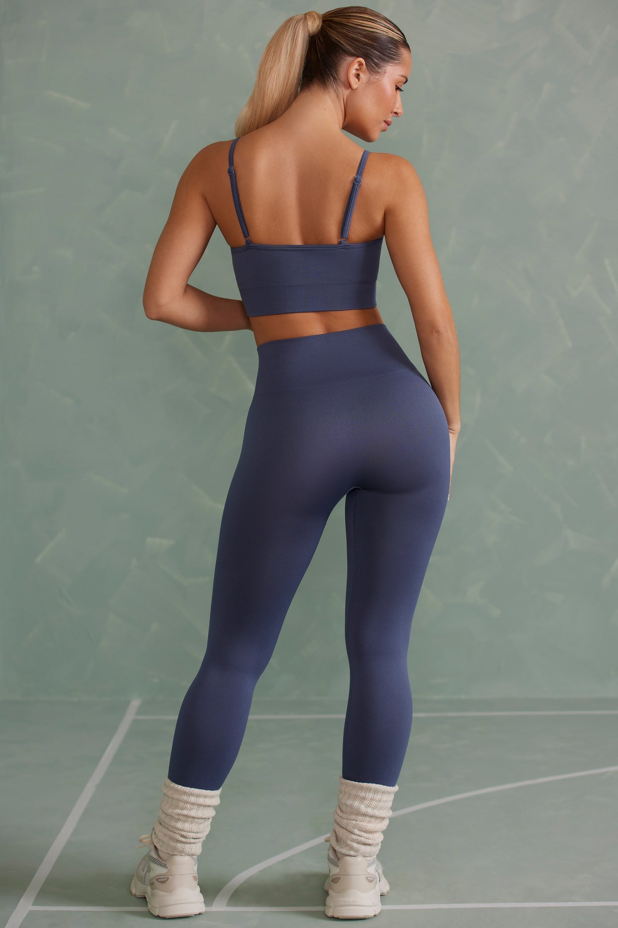 Navy Blue and Orange Striped Workout Leggings for Women Soft Leggings -   Canada