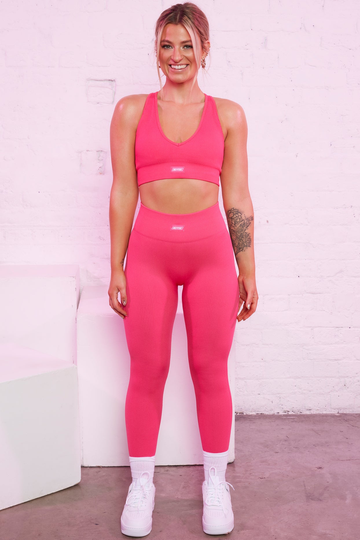 Bright Pink Ribbed Seamless Bralette